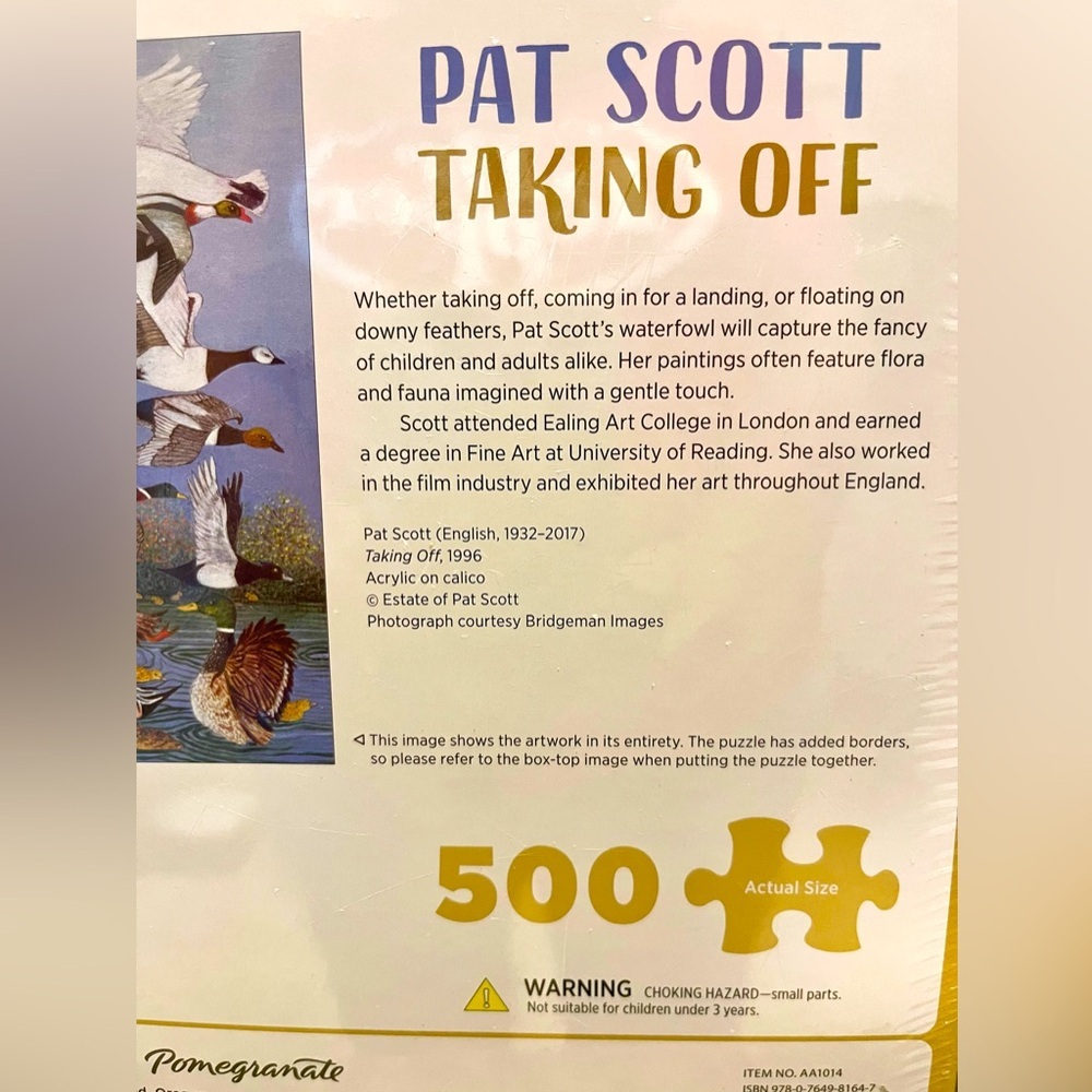 NIP Pomegranate Pat Scott 500 Piece Puzzle Geese Themed “Taking Off” - Picture 4 of 4